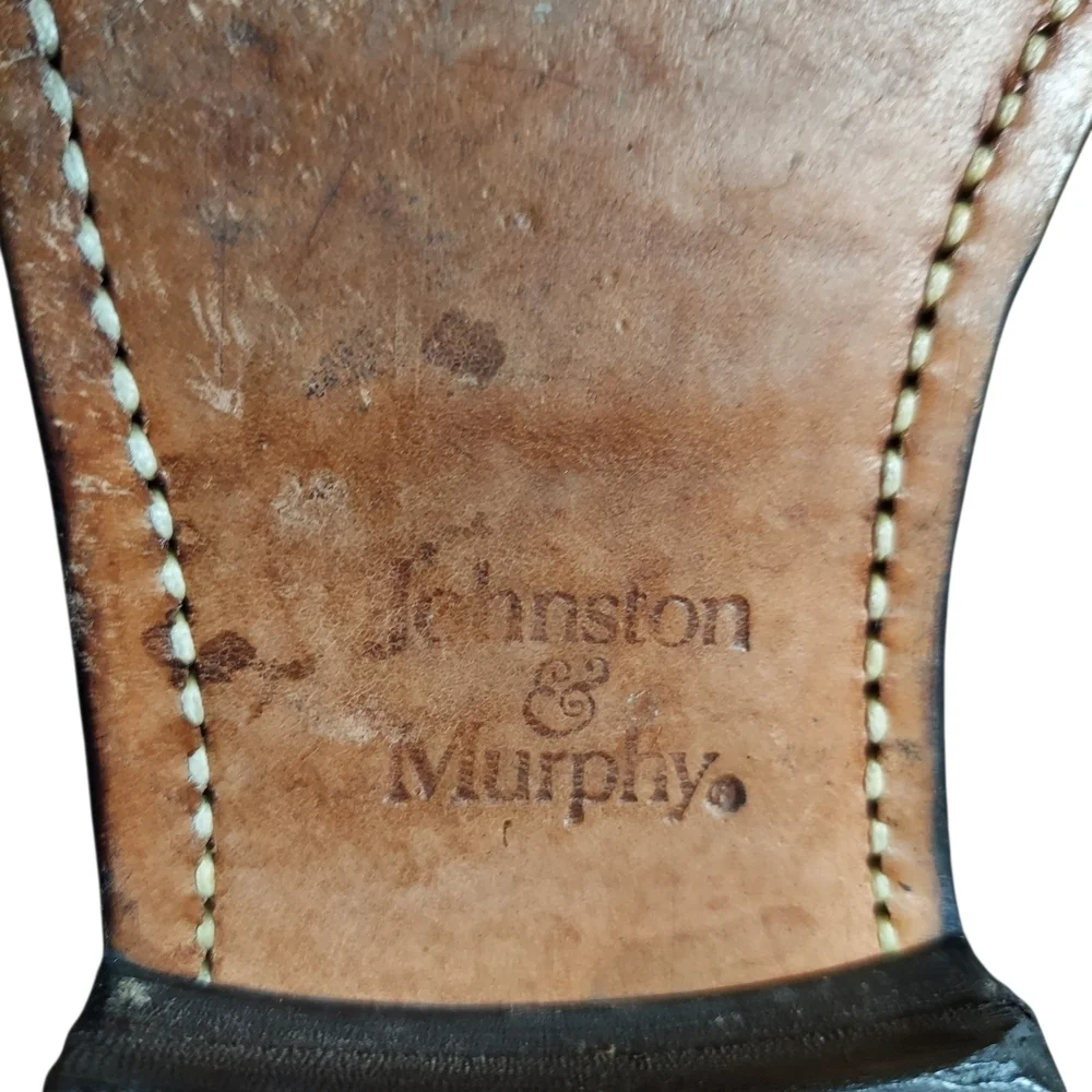 Johnston & Murphy Black Leather Aristocraft Vintage wingtip oxford dress shoes